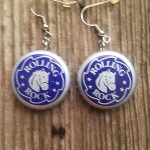 Rolling Rock Bottle Cap Earrings